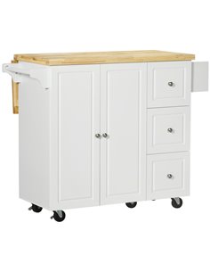 HOMCOM Drop-Leaf Kitchen Island on Wheels Utility Storage Cart with Drawers & Cabinet for Kitchen, Dining & Living Room 801-173