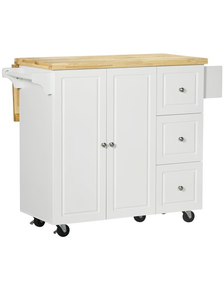 HOMCOM Drop-Leaf Kitchen Island on Wheels Utility Storage Cart with Drawers & Cabinet for Kitchen, Dining & Living Room 801-173 - pic 88823 | FastDaddyshop