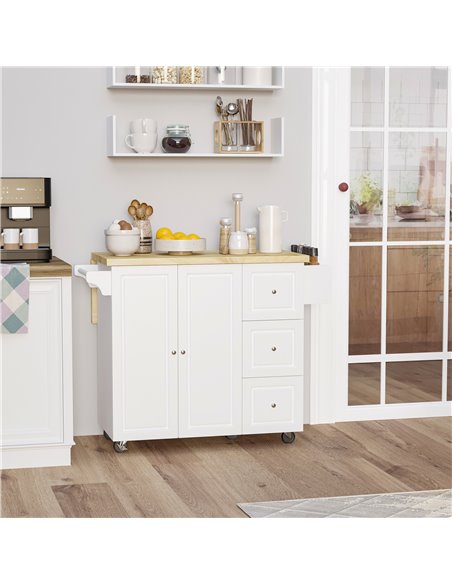 HOMCOM Drop-Leaf Kitchen Island on Wheels Utility Storage Cart with Drawers & Cabinet for Kitchen, Dining & Living Room 801-173 - pic 88824 | FastDaddyshop