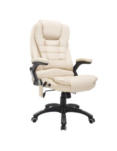 Homcom Executive Office Chair, PU Leather with Massage and Heat, Tilt and Reclining Function, Beige