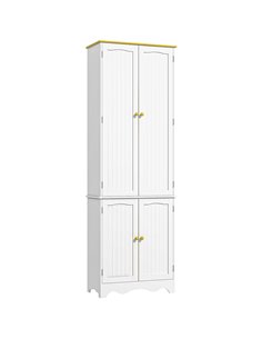 HOMCOM Freestanding 4-Door Kitchen Cupboard, Storage Cabinet Organizer with 4 Shelves,White 835-663BN