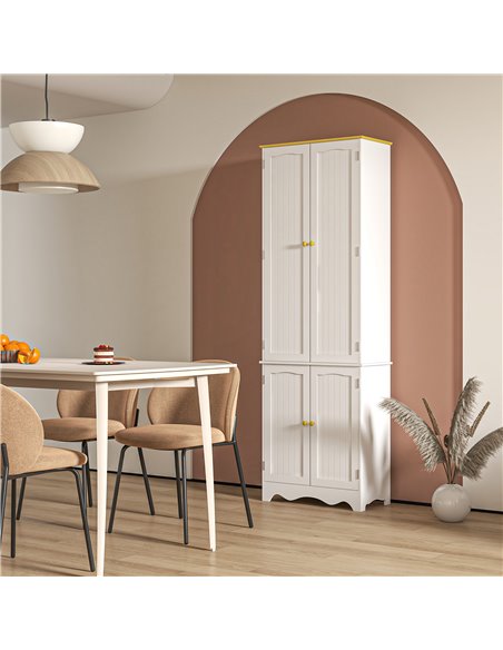 HOMCOM Freestanding 4-Door Kitchen Cupboard, Storage Cabinet Organizer with 4 Shelves,White 835-663BN - pic 88896 | FastDaddyshop
