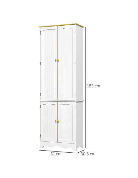 HOMCOM Freestanding 4-Door Kitchen Cupboard, Storage Cabinet Organizer with 4 Shelves,White 835-663BN - pic 88897 | FastDaddyshop