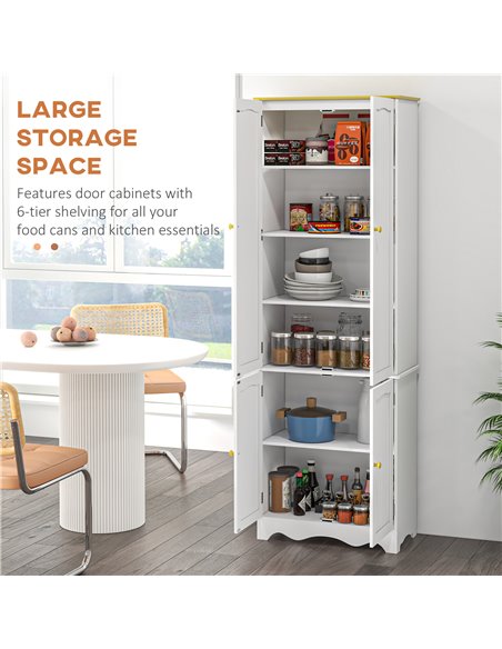 HOMCOM Freestanding 4-Door Kitchen Cupboard, Storage Cabinet Organizer with 4 Shelves,White 835-663BN - pic 88898 | FastDaddyshop