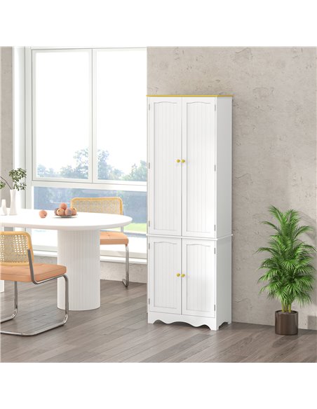 HOMCOM Freestanding 4-Door Kitchen Cupboard, Storage Cabinet Organizer with 4 Shelves,White 835-663BN - pic 88901 | FastDaddyshop