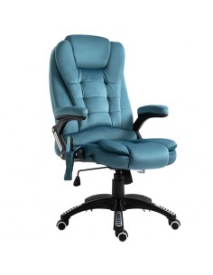 Vinsetto Office Chair, Velvet-Feel Fabric with Massage and Heat, Six Massage Points, Swivel Wheels, Blue
