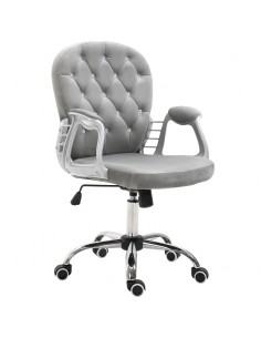 Vinsetto Ergonomic Office Chair with Diamond Tufted, Velour Padded Base, 5 Castor Wheels, Grey