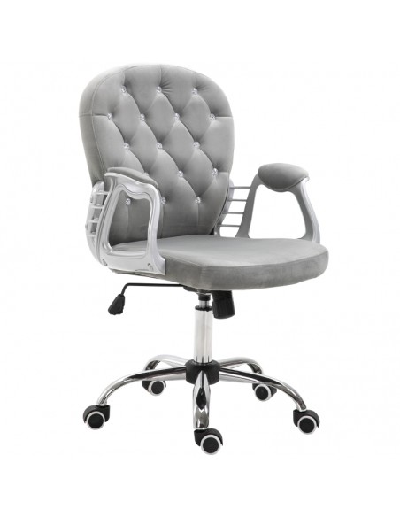 Vinsetto Ergonomic Office Chair with Diamond Tufted, Velour Padded Base, 5 Castor Wheels, Grey - pic 8892 | FastDaddyshop