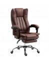 Vinsetto Office Desk Chair, Microfibre with Reclining Function, Armrests, Swivel Wheels, Footrest, Brown