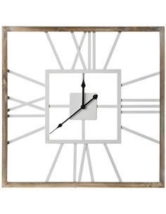 HOMCOM Silent Wall Clock, Vintage Design with Roman Numerals, 60cm Metal Wood, Non-Ticking for Living Room Kitchen, Distressed W