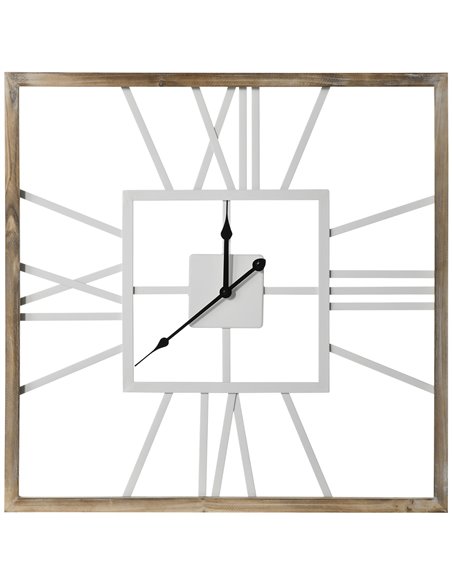 HOMCOM Silent Wall Clock, Vintage Design with Roman Numerals, 60cm Metal Wood, Non-Ticking for Living Room Kitchen, Distressed W - pic 88931 | FastDaddyshop