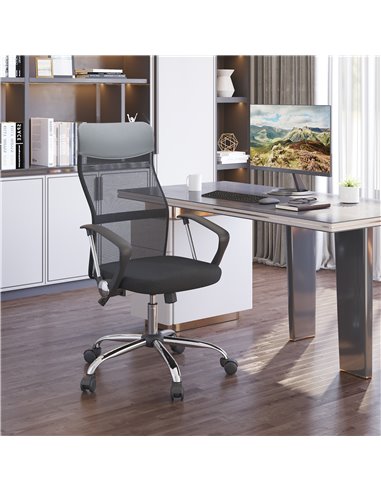 HOMCOM Ergonomic Office Chair Mesh Chair with Adjustable Height Tilt Function Black