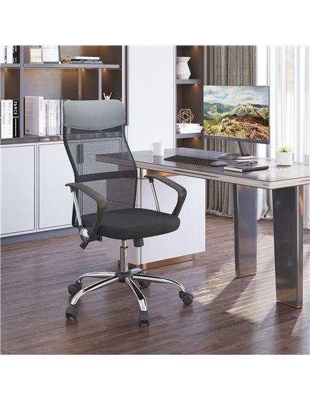 HOMCOM Ergonomic Office Chair Mesh Chair with Adjustable Height Tilt Function Black - pic 8894 | FastDaddyshop