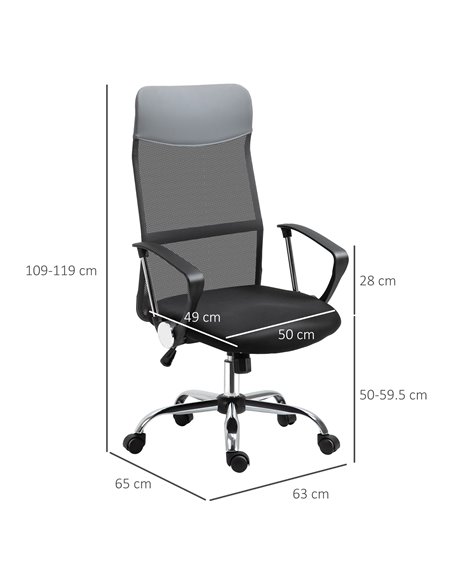 HOMCOM Ergonomic Office Chair Mesh Chair with Adjustable Height Tilt Function Black - pic 8895 | FastDaddyshop