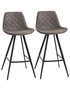 HOMCOM Set of 2 Bar Chair, Bar Stools w/ Vintage Microfiber Cloth Tub Seats Padded, Steel Frame Footrest, Home Kitchen Chair, Da