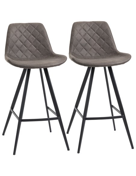HOMCOM Set of 2 Bar Chair, Bar Stools w/ Vintage Microfiber Cloth Tub Seats Padded, Steel Frame Footrest, Home Kitchen Chair, Da - pic 88958 | FastDaddyshop