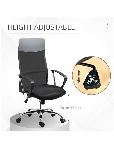 HOMCOM Ergonomic Office Chair Mesh Chair with Adjustable Height Tilt Function Black