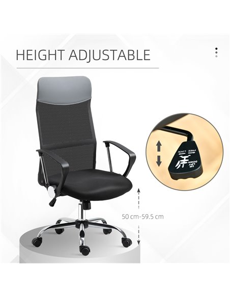 HOMCOM Ergonomic Office Chair Mesh Chair with Adjustable Height Tilt Function Black - pic 8896 | FastDaddyshop