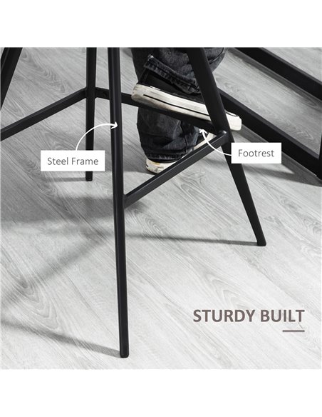 HOMCOM Set of 2 Bar Chair, Bar Stools w/ Vintage Microfiber Cloth Tub Seats Padded, Steel Frame Footrest, Home Kitchen Chair, Da - pic 88963 | FastDaddyshop
