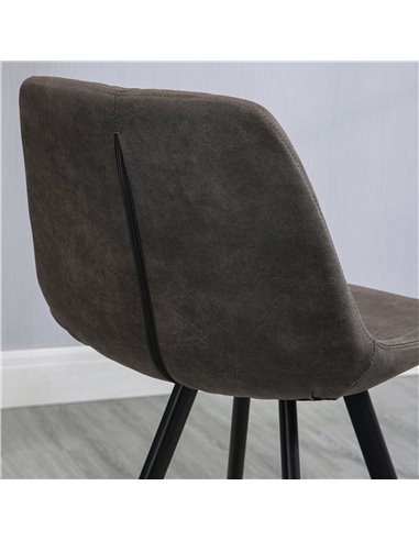 HOMCOM Set of 2 Bar Chair, Bar Stools w/ Vintage Microfiber Cloth Tub Seats Padded, Steel Frame Footrest, Home Kitchen Chair, Da