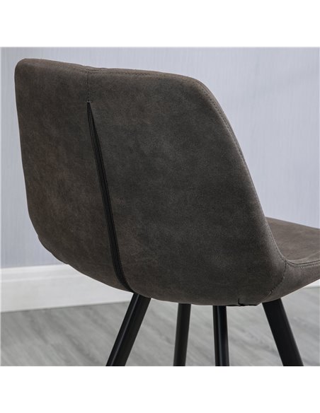 HOMCOM Set of 2 Bar Chair, Bar Stools w/ Vintage Microfiber Cloth Tub Seats Padded, Steel Frame Footrest, Home Kitchen Chair, Da - pic 88965 | FastDaddyshop