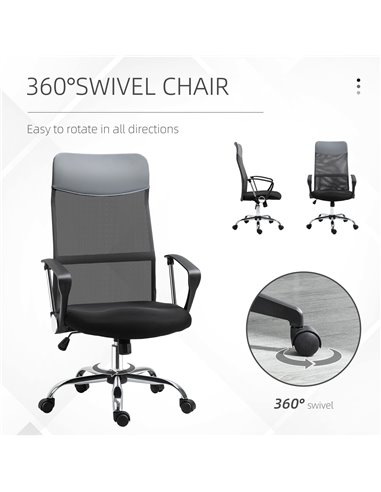 HOMCOM Ergonomic Office Chair Mesh Chair with Adjustable Height Tilt Function Black