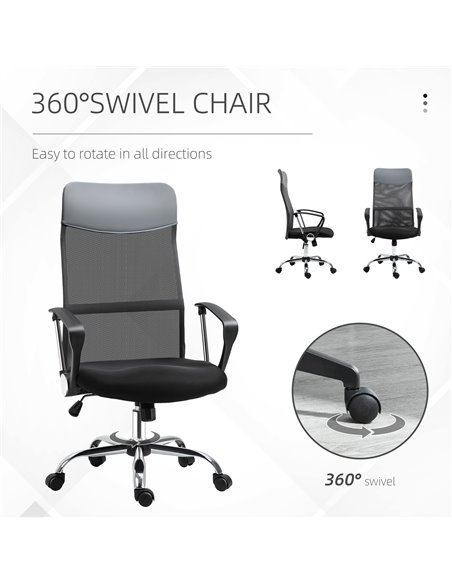 HOMCOM Ergonomic Office Chair Mesh Chair with Adjustable Height Tilt Function Black - pic 8897 | FastDaddyshop