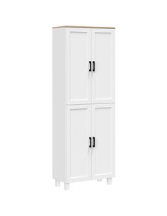 HOMCOM Freestanding Kitchen Cupboard, 4-Door Storage Cabinet Organizer with Adjustable Shelves, 170cm, White 835-925V80WT
