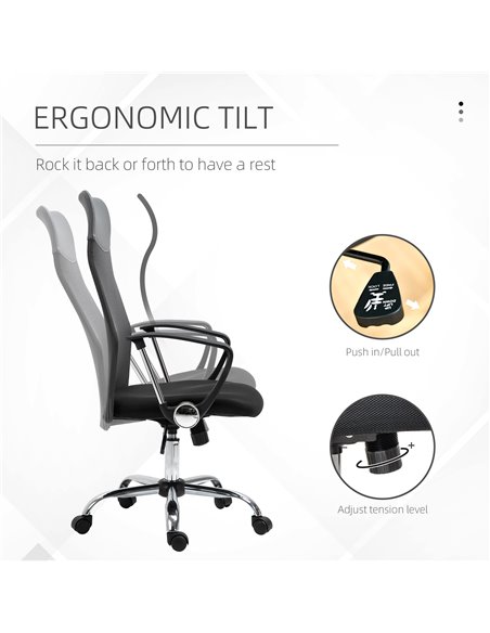 HOMCOM Ergonomic Office Chair Mesh Chair with Adjustable Height Tilt Function Black - pic 8898 | FastDaddyshop
