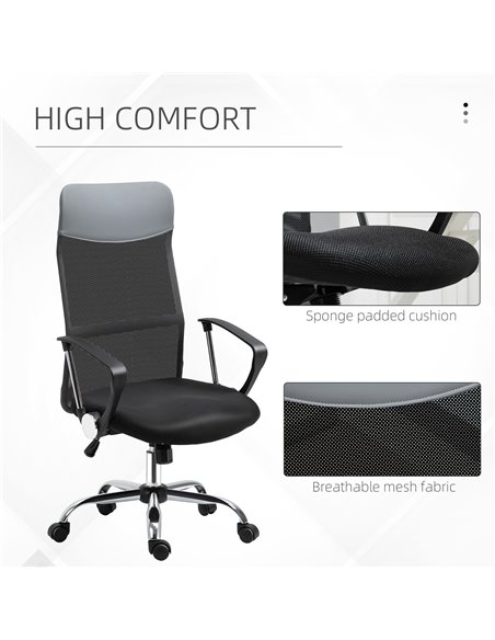 HOMCOM Ergonomic Office Chair Mesh Chair with Adjustable Height Tilt Function Black - pic 8899 | FastDaddyshop