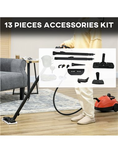 HOMCOM Portable Steam Cleaner for Chemical Free Cleaning, 3.5bar Multi-purpose Steamer w/ 13 Pieces Accessory, Steam Mop for Kit