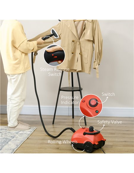 HOMCOM Portable Steam Cleaner for Chemical Free Cleaning, 3.5bar Multi-purpose Steamer w/ 13 Pieces Accessory, Steam Mop for Kit - pic 89035 | FastDaddyshop