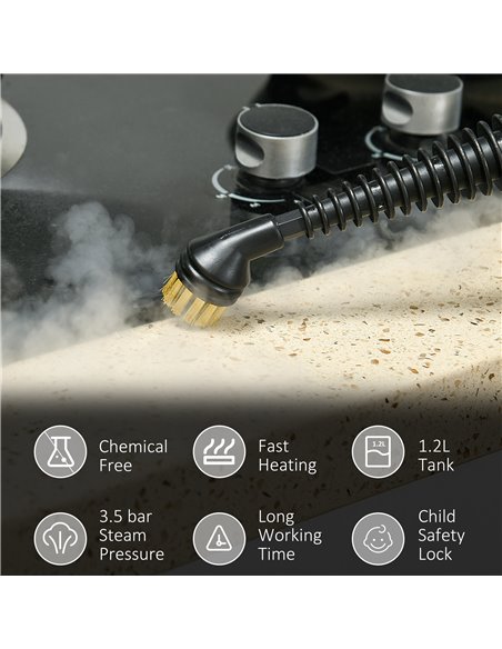 HOMCOM Portable Steam Cleaner for Chemical Free Cleaning, 3.5bar Multi-purpose Steamer w/ 13 Pieces Accessory, Steam Mop for Kit - pic 89036 | FastDaddyshop