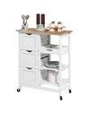 HOMCOM Rolling Kitchen Island Cart, Bar Serving Cart, Compact Trolley on Wheels with Wood Top, Shelves & Drawers for Home Dining
