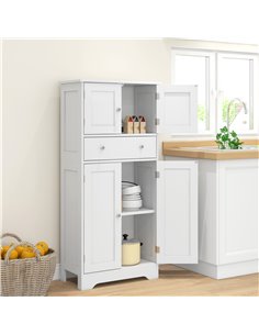 HOMCOM Kitchen Cupboard, Modern Freestanding Kitchen Storage Cabinet with Doors and Shelves, Kitchen Cabinet with Drawer and Adj 2