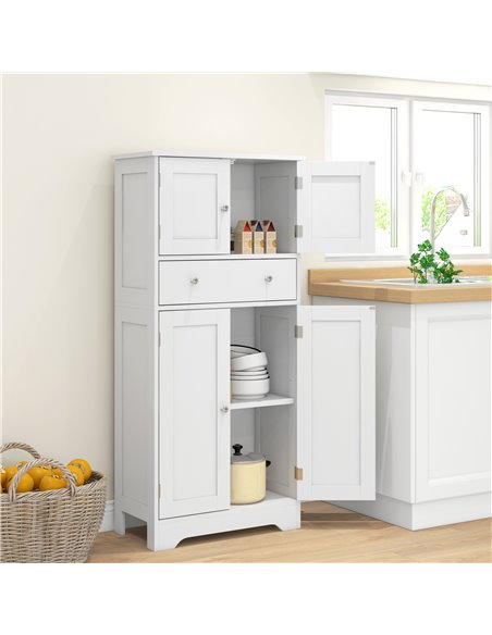 HOMCOM Kitchen Cupboard, Modern Freestanding Kitchen Storage Cabinet with Doors and Shelves, Kitchen Cabinet with Drawer and Adj - pic 89067 | FastDaddyshop
