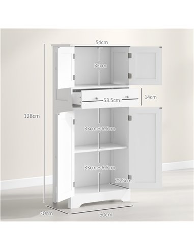 HOMCOM Kitchen Cupboard, Modern Freestanding Kitchen Storage Cabinet with Doors and Shelves, Kitchen Cabinet with Drawer and Adj