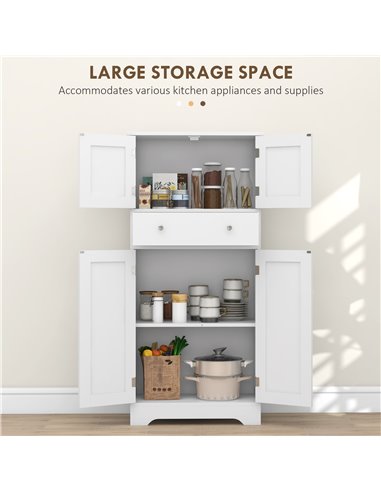 HOMCOM Kitchen Cupboard, Modern Freestanding Kitchen Storage Cabinet with Doors and Shelves, Kitchen Cabinet with Drawer and Adj
