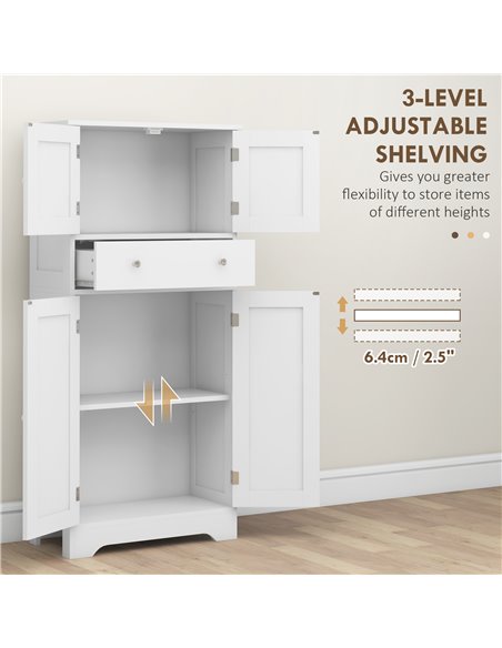 HOMCOM Kitchen Cupboard, Modern Freestanding Kitchen Storage Cabinet with Doors and Shelves, Kitchen Cabinet with Drawer and Adj - pic 89071 | FastDaddyshop