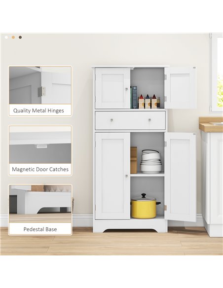 HOMCOM Kitchen Cupboard, Modern Freestanding Kitchen Storage Cabinet with Doors and Shelves, Kitchen Cabinet with Drawer and Adj - pic 89073 | FastDaddyshop