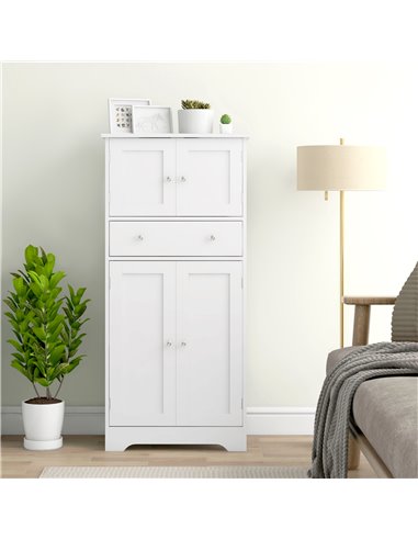 HOMCOM Kitchen Cupboard, Modern Freestanding Kitchen Storage Cabinet with Doors and Shelves, Kitchen Cabinet with Drawer and Adj