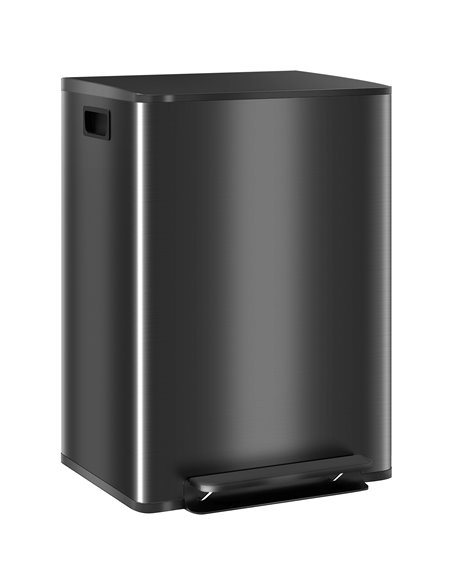 HOMCOM Dual Kitchen Bin, 2 x 30L Double Bin for Recycling and Waste, Stainless Steel Pedal Bin w/ Soft-Close Lid, Removable Inne - pic 89075 | FastDaddyshop