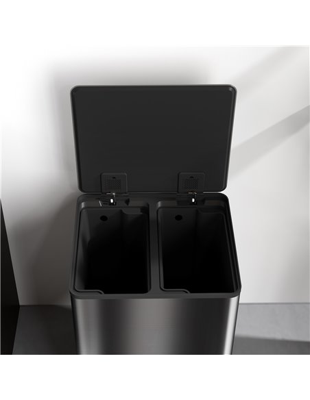 HOMCOM Dual Kitchen Bin, 2 x 30L Double Bin for Recycling and Waste, Stainless Steel Pedal Bin w/ Soft-Close Lid, Removable Inne - pic 89083 | FastDaddyshop