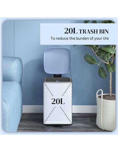 HOMCOM 20 Litre Pedal Bin, Fingerprint Proof Kitchen Bin with Soft-close Lid, Metal Rubbish Bin with Foot Pedal and Removable In - pic 89087 | FastDaddyshop