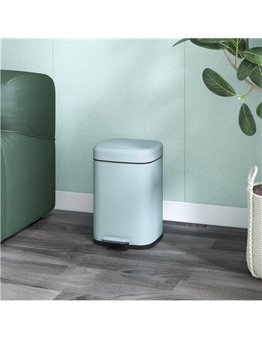 HOMCOM 12 Litre Pedal Bin, Fingerprint Proof Kitchen Bin, Metal Rubbish Bin w/ Soft-close Lid, Foot Pedal & Removable Inner Buck