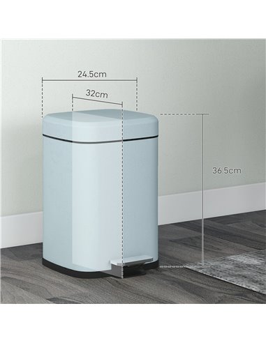 HOMCOM 12 Litre Pedal Bin, Fingerprint Proof Kitchen Bin, Metal Rubbish Bin w/ Soft-close Lid, Foot Pedal & Removable Inner Buck