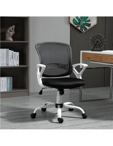 Vinsetto Office Chair Mesh Swivel Desk Chair with Lumbar Back Support Adjustable Height Armrests Black