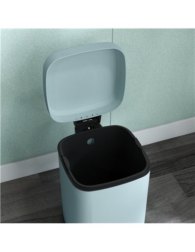 HOMCOM 12 Litre Pedal Bin, Fingerprint Proof Kitchen Bin, Metal Rubbish Bin w/ Soft-close Lid, Foot Pedal & Removable Inner Buck