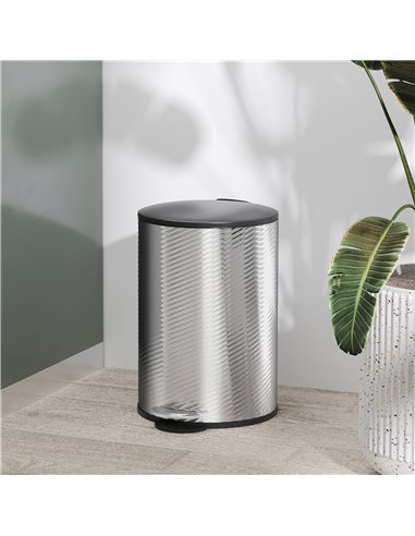 HOMCOM 20 Litre Kitchen Bin, Stainless Steel Pedal Bin with Soft-Close Lid, Fingerprint Proof Cylindrical Rubbish Bin w/ Foot Pe