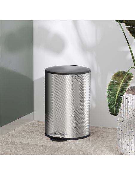 HOMCOM 20 Litre Kitchen Bin, Stainless Steel Pedal Bin with Soft-Close Lid, Fingerprint Proof Cylindrical Rubbish Bin w/ Foot Pe - pic 89103 | FastDaddyshop